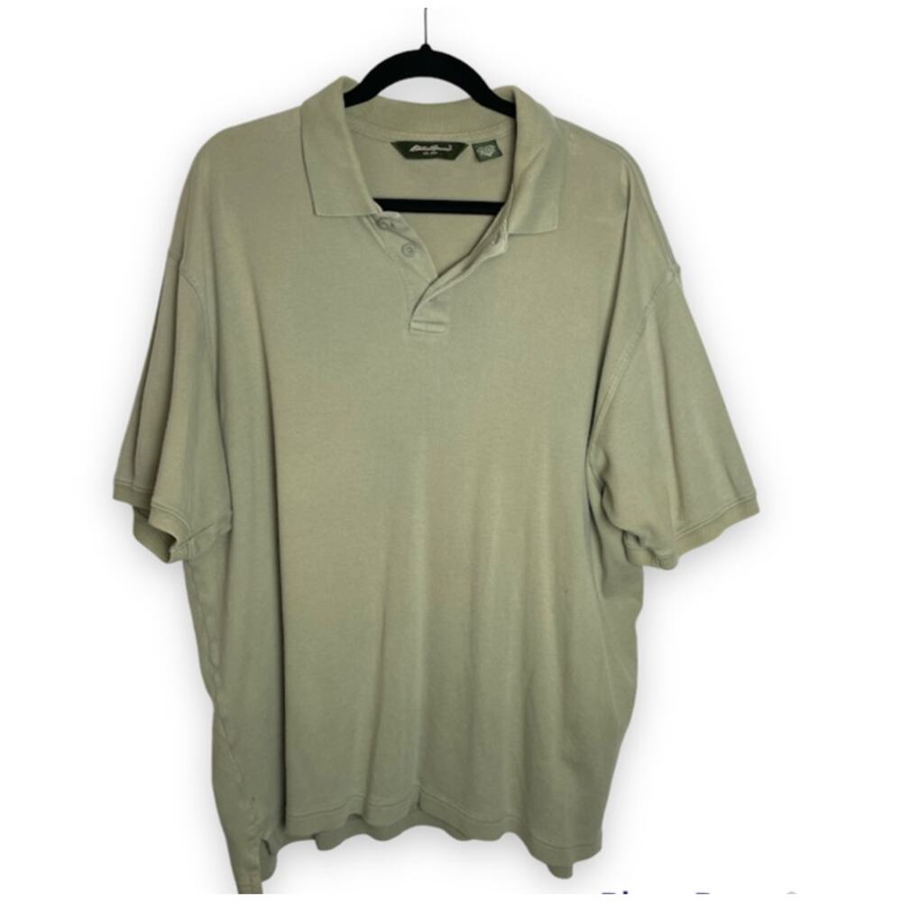 Eddie Baur Mens Cotton Olive Polo Short‎ Sleeve Cotton Relaxed Collared Shirt XL